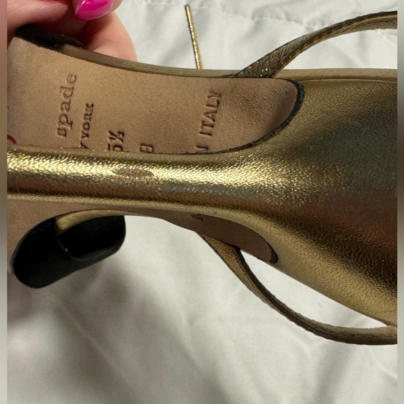 Kate Spade New York Black Satin Knot Detail Gold Elegant Classy Heels 5.5 Italy - Picture 13 of 16